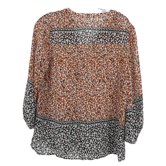 Figueroa & Flower Floral Print‎ Pintuck Button Down Boho Career Workwear Blouse - Picture 2 of 7